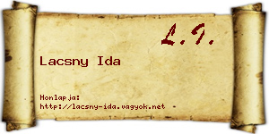 Lacsny Ida névjegykártya